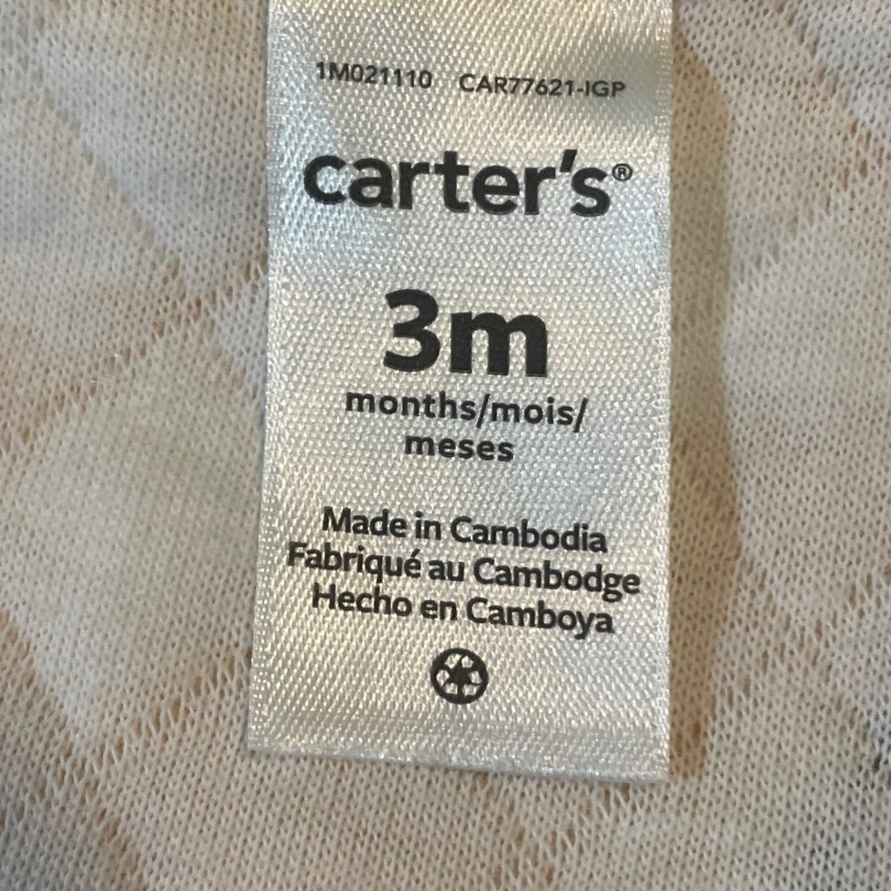 Baby Girls Carters Quilted Hooded Jacket 3M Yellow Floral Cotton Blend - Picture 8 of 8